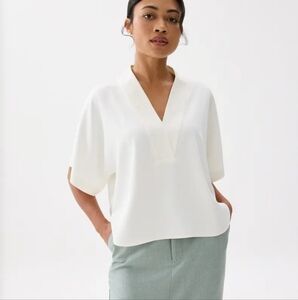 NWT Love, Bonito Relaxed White V-neck Kimono Blouse Size Large